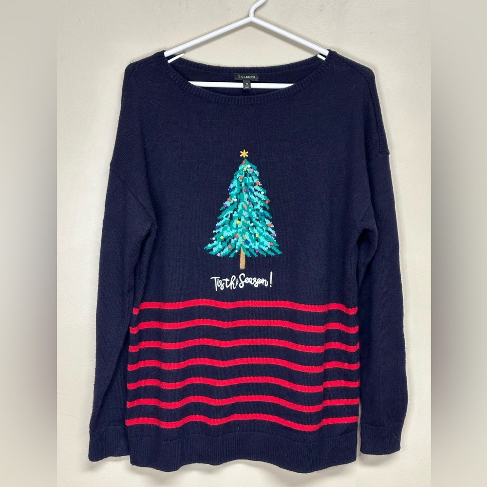 Women’s Christmas Sweater “Tis the Season”. sz M Great Condition